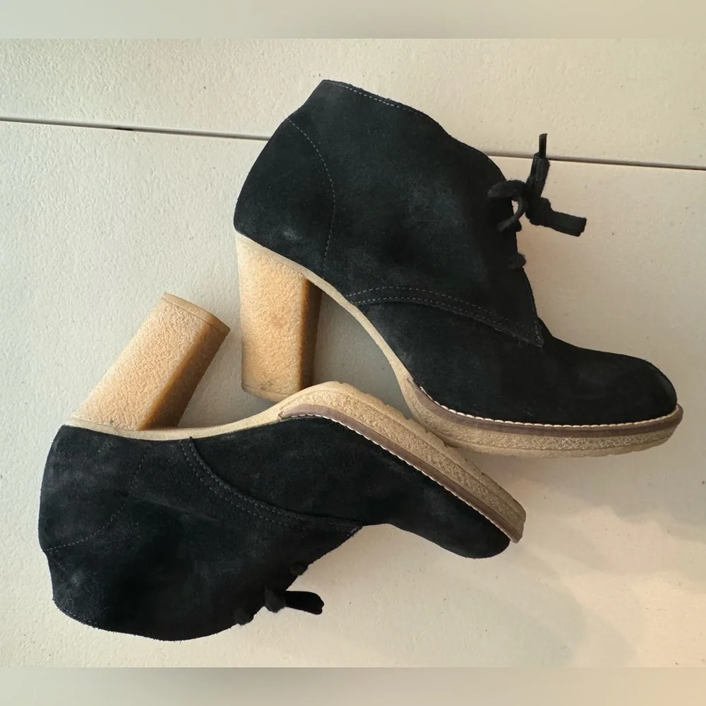 J.Crew MacAlister Black Suede Lace Up Heeled Booties Shoes